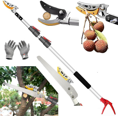 xixi-home Cut and Hold Pruners 4.2-7.2 Ft Long Reach Pole Saw Pruning Shears and Hold Bypass Pruner Extendable Tree Trimmer with Dedicated Serrations Telescoping Fruit Picker