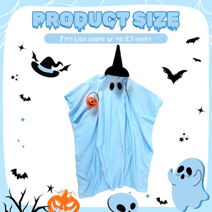 Halloween Porch Goose Outfit Ghost Lawn Goose Clothes with Pumpkin Bag for 23" Disco Plastic/Cement Outdoor Patio Yard Lawn Art Decoration(Blue,Matte)