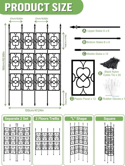 4 Sets Garden Trellis for Climbing Plants, Kalolary 5.5FT Plastic Love Screen Plant Trellis Frame for Potted Plants Rustproof Thicken Cucumber Trellis Stand for Vines Flowers Vegetable Indoor Outdoor