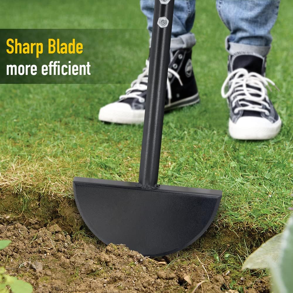 Colwelt Half Moon Edger Lawn Tool, Lawn Edgers with Soft Handle, Manual Lawn Edger for Grass, Borders Sidewalks, Driveways, Gardens, 38-Inch