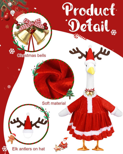 Christmas Porch Goose Outfits - Red Santa Claus Custome for 23 inch Porch Goose, Christmas Outdoor Decor for Lawn, Yard & Garden