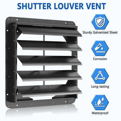 20 Inch Galvanized Sheet Spraying Automatic Exhaust Shutter Louver Vent (No Fan Blades and Motor) for Home Attics, Workshops, Barn, Greenhouse