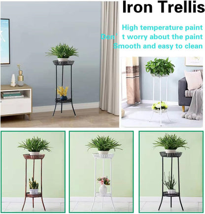 YANMENG Metal Iron High Plant Stand Indoor Outdoor, Sturdy Planter Stand, Corner Display Shelf, Weight Capacity 50 lbs(32in, Black)