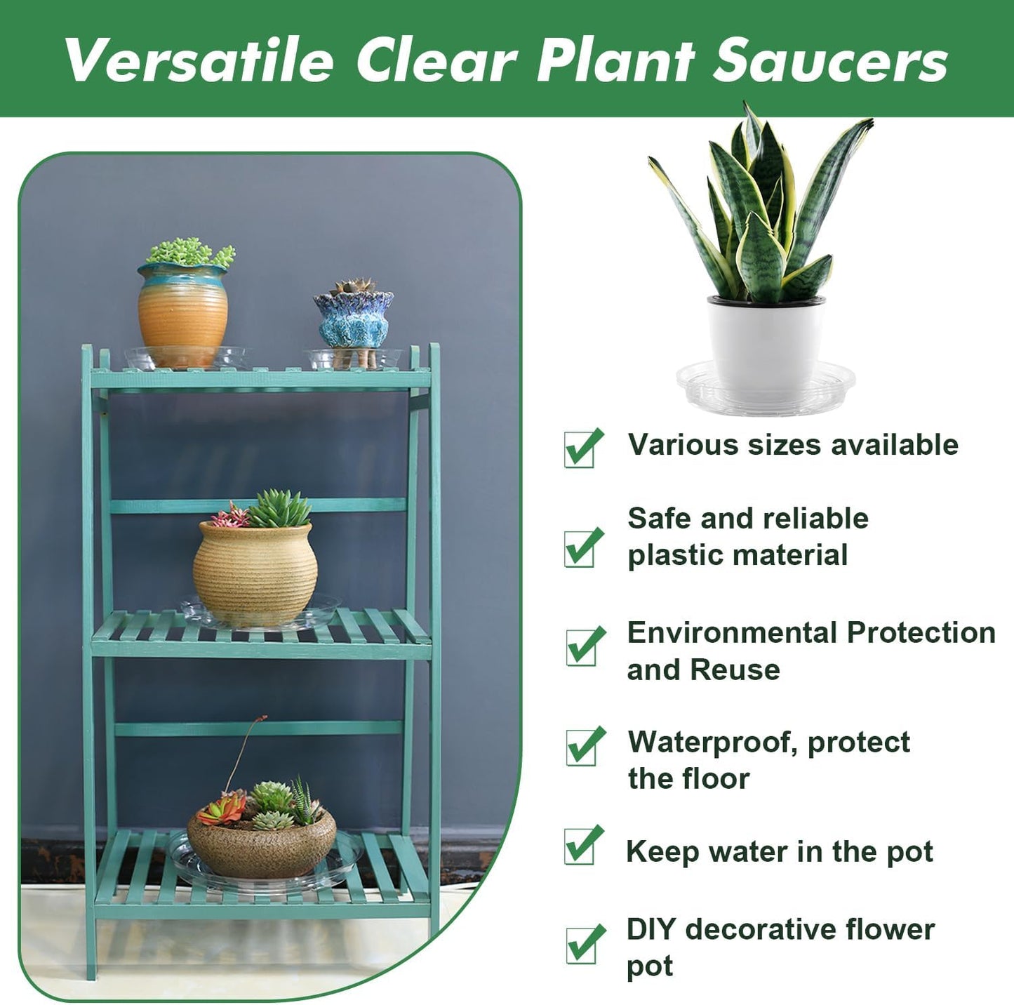 60 Pack 12 Inch Plant Saucer Clear Plant Saucers for Outdoors Plants Drip Trays Extra Large Pot Saucer No Holes Pot Saucers Planter Trays for Outdoor Plants Bulk Plastic Tray for Flower, Potted Tree