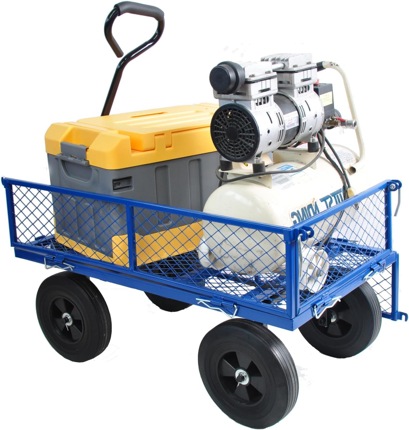 Heavy-Duty Solid Tire Garden Dump Cart - 4.86 cu. ft. Yard Wagon Cart with 600 LBS Capacity & Spacious Mesh Bed (37" x 19.5") - No-Flat Tires, Utility Wagon