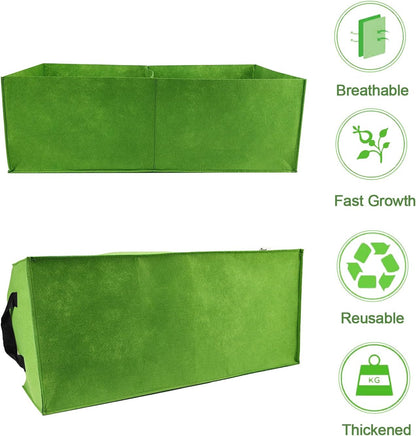 Plant Grow Bags, 5 Pack Fabric Raised Planting Bads, 2 Holes Rectangle Grow Bag, 10 Gallon Breathable Potato Tomato Planter Pots for Outdoor Vegetables Plant Flowers (Green(1mm))