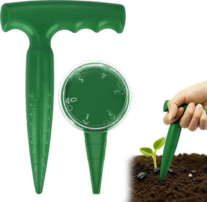 Seed Planter Tool, 6.9" Dibber Garden Tool, Plastic Dibbler Tools for Planting, Seed Dispenser, Bulb Digger Garden Planter for Sowing Seeds, Bulbs, Digging (Dark Green)