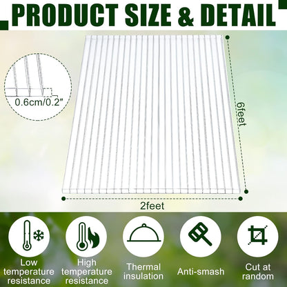 Tatuo 12 Pack 6' X 2' X 0.24'' Polycarbonate Greenhouse Panels Polycarbonate Sheets Twin-Wall Roof Panels Waterproof UV Protected Clear Corrugated Plastic Roofing for Greenhouse Replacement