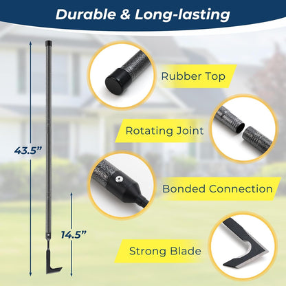 Weed Puller Tool | Adjustable Metal Handle (14.5"-43.5") (Upgraded Rustproof) | Multi-Functional Garden Hook for Pavement Gaps, Moss, Bushes | Commercial-Grade Yard Maintenance Equipment