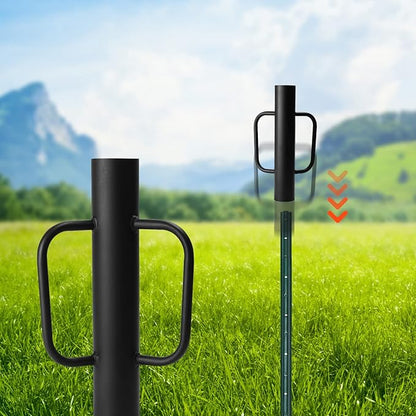 Black Fence Post Driver，16.5 Inch T Post Driver,12LB Hand Post Pounder with Handle, Heavy Duty Post Hole Diggers