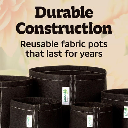 GeoPot 5 Gallon Fabric Grow Bags for Vegetables, Houseplants, Herbs & Flowers | 10-Pack | Fabric Pots for Outdoors and Indoors, Aerated Fabric Grow Bags