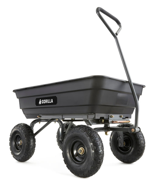 Gorilla Carts Heavy-Duty Poly Garden Dump Cart, 4 Cu Ft, 600 lb Capacity