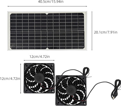 20W Solar Exhaust Fan for Chicken Coop, Sheds, Greenhouses, Dog Houses, Windows, Attics, Solar Powered Fan with Metal Frame, Easy Plug and Play Installation