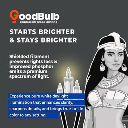 GoodBulb 32 Watt 6 Inch T8 Fluorescent U-Bend Light Bulb 5000K Daylight Medium Bi-Pin Base High Output 3050 Lumens 32W 10000 Life Hours 80 CRI (Pack of 20)