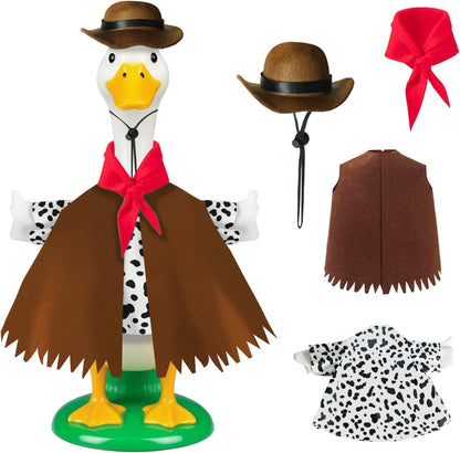 Western Cowboy Porch Goose Outfits - Fits 23" Lawn Statues, Includes Cowboy Hat & Triangular Scarf - Cute Plastic/Concrete Goose Clothes for Outdoor Patio, Yard Decor & Western Theme Parties