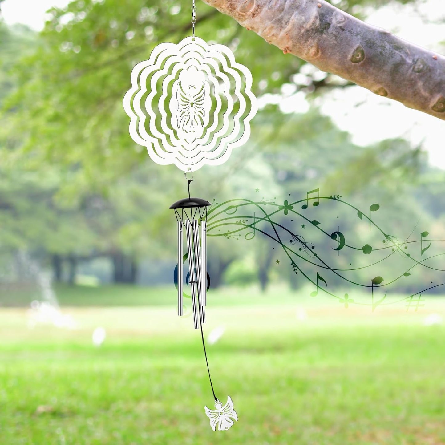 Wind Chimes with Angel Wind Spinner, Outdoor Garden Decor Wind Spinner, Gifts for Women, Mom, Retirement, Teacher, Parents Birthday, Memorial Gift for Garden Porch Patio Home Decor