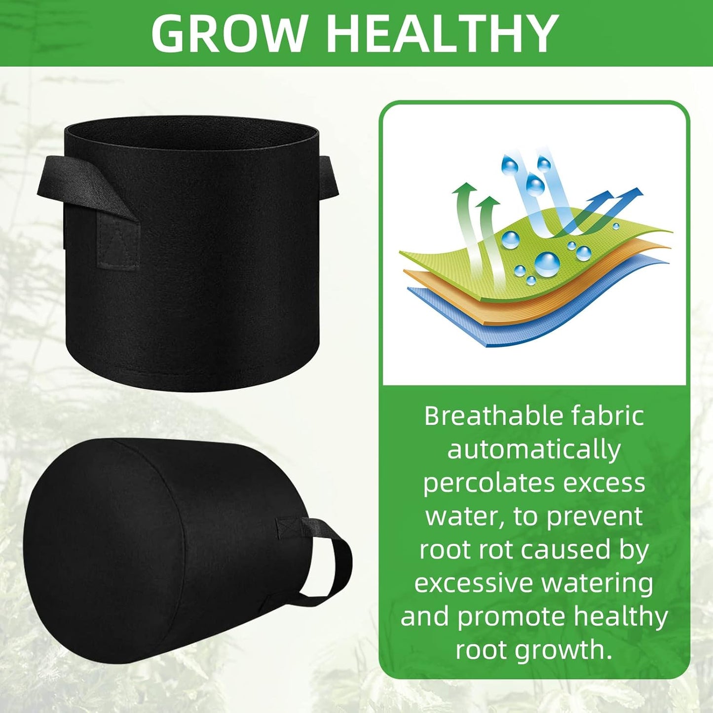 LITLANDSTAR 100-Pack 10 Gallon Grow Bags, Heavy Duty Thickened Nonwoven Aeration Fabric Pots with Handles, Aeration Grow Bags for Vegetable/Flower/Plant