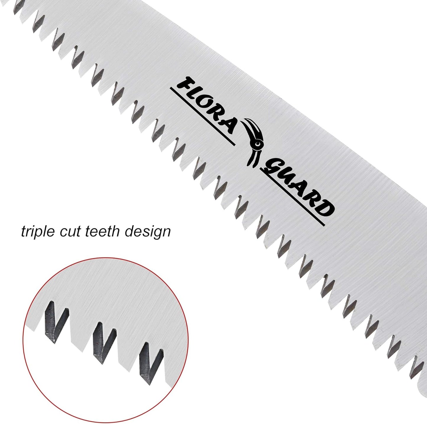 FLORA GUARD 7.7-Inch Folding Saw, Pruning Hand Saw with Triple-Cut Razor Teeth for Wood Cutting, Tree Trimming, and Camping
