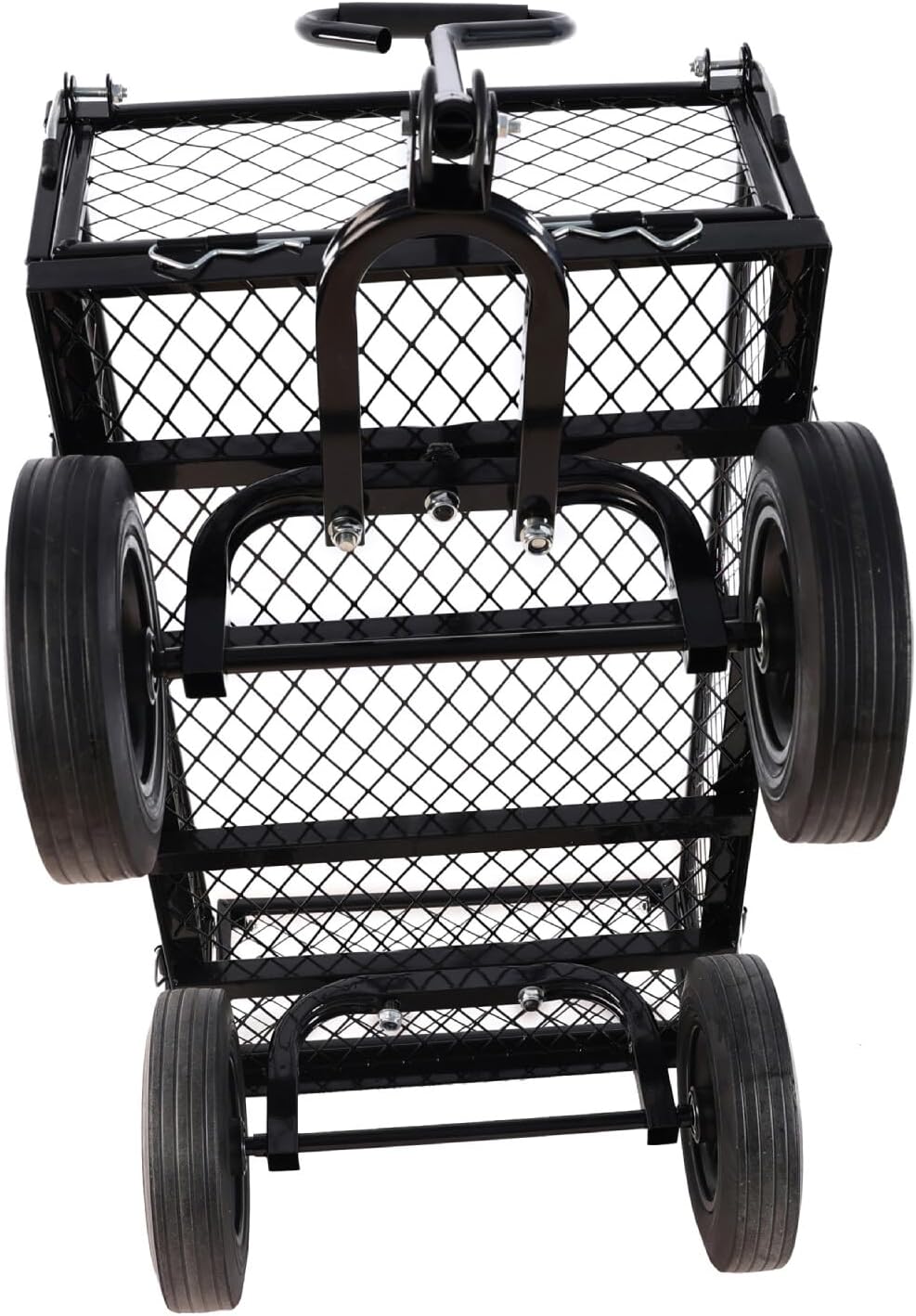 Heavy-Duty Solid Tire Garden Dump Cart - 4.86 cu. ft. Yard Wagon Cart with 600 LBS Capacity & Spacious Mesh Bed (37" x 19.5") - No-Flat Tires, Utility Wagon