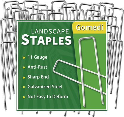 Landscape Staples 6 Inch 120 Pack, Garden Stakes Galvanized Garden Staples 11 Gauge, Plant Cover Stakes for Lawn Weed Barrier