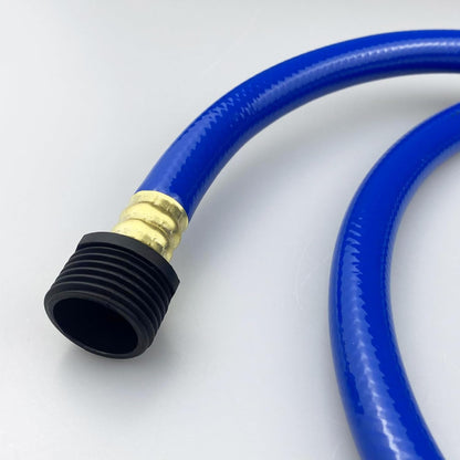 PVC Garden Hose 1/2 Inch, Flexible Water Hose with Male and Female Fittings, No Leaking, Heavy Duty, for Household, Outdoors, Lawns, Patio (100 FT, Blue, Plastic Fittings)