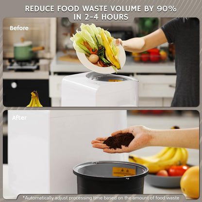 Airthereal Revive R500 Electric Kitchen Composter, SHARKSDEN® Tri-Blade, Turn Food Waste and Scraps into Natural Fertilizer for Plants, Glossy Pearl White