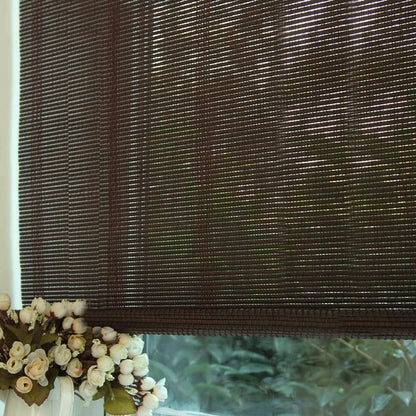 LETAU Cordless Wood Window Roller Shades, Bamboo Light Filtering Window Blinds for Indoor Home, Office, Kitchen, Pattern 13