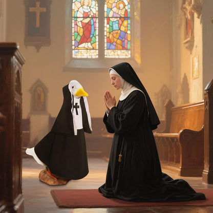 Talltalk Halloween Nun Goose Outfit Clothes for 23" High Cement or Plastic Goose Lawn Clothing Porch Garden Costume for Porch Yard Lawn Patio Outdoor Statue Art