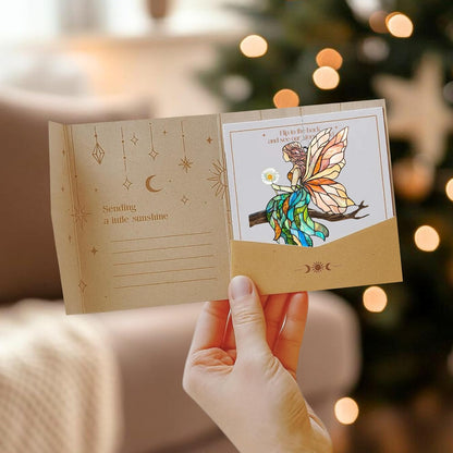Fairy Cottagecore Acrylic Suncatcher Stained Glass Effect Window Car Hanging Christmas Ornament Indoor Outdoor Decor Garden Sun Catcher Panel for Fairy Tale Lover for Women Mom Grandma