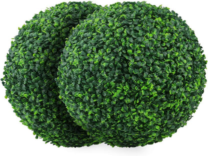 Sunnyglade 2 PCS 15.7 inch 4 Layers Artificial Plant Topiary Ball Faux Boxwood Decorative Balls for Backyard, Balcony,Garden, Wedding and Home Décor (15.7 inch)