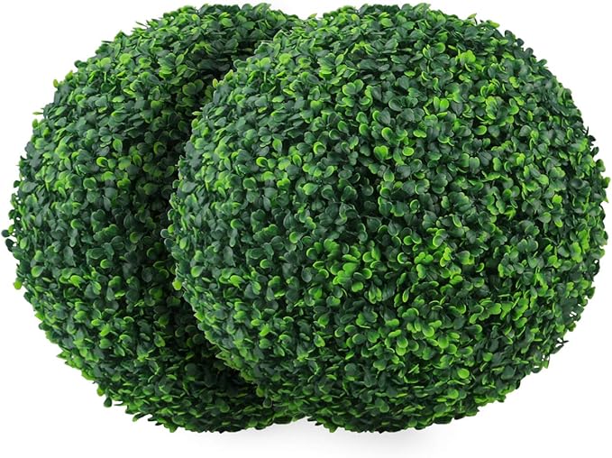 Sunnyglade 2 PCS 19.7 inch 4 Layers Artificial Plant Topiary Ball Faux Boxwood Decorative Balls for Backyard, Balcony,Garden, Wedding and Home Décor (19.7 inch)