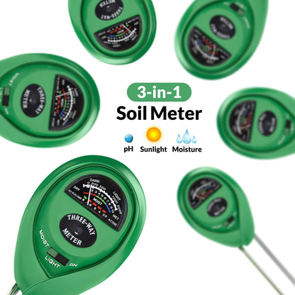 Soil Moisture Meter, Accurate No Battery Need Soil PH/Light Meter for Plant