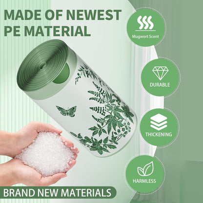 VOK 8 Gallon Trash Bags with Butterfly Printed & Sweet Wormwood Scent, Drawstring Medium Garbage Bags, Tear-Resistant & Fragrant Trash Can Liners, Trash Bags 8 Gallon for Home/Office, 75 Counts