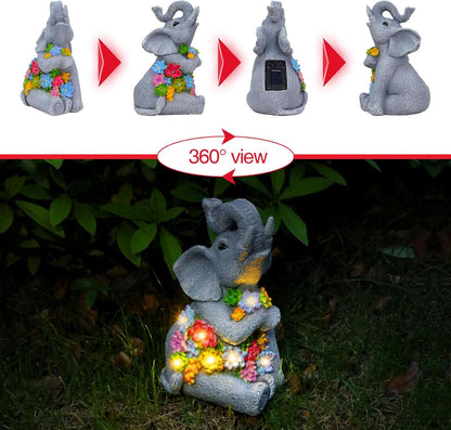 Womens Gifts Solar Statues for Garden Decor, Outdoor Elephant Sculptures for Clearance Lights for Outside Lawn Ornaments Porch Patio Balcony Yard Home Birthday Gifts for Mom Grandma Women