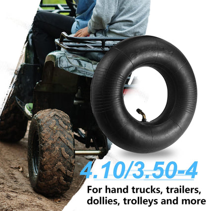 (2 PACK) 4.10/3.50-4 Inner Tube with TR-87 Bent Valve Stem,Replacement for Hand Trucks, Dolly, Lawn Mowers, Wheelbarrows, Generators, Utility Carts
