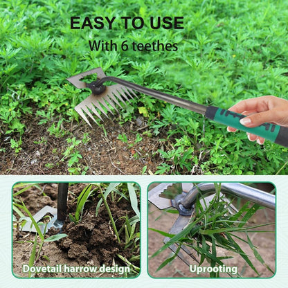 Weed Puller Tool Gardening Hand Weeder Tools,2025 New Weeding Artifact Uprooting Weeding Tool,6 Teethes Manganese Steel Weed Removal Tool, Dual Purpose Manual Weed Pulling Tool for Lawn Garden