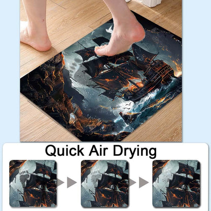 Bath Mat-Bathroom Rug，Dark Pirate Ship-Absorbent Non Slip Quick Dry Stain Resistant Easy to Clean Care Shower Rug for Bathtub Shower Room 20×31Inch (50 * 80cm)