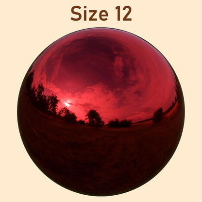 Lulu Decor, 2 pcs Red Stainless Steel Gazing Mirror Ball Size 12, Smooth Reflective Shiny Garden Decoration Globe (2 Pc)