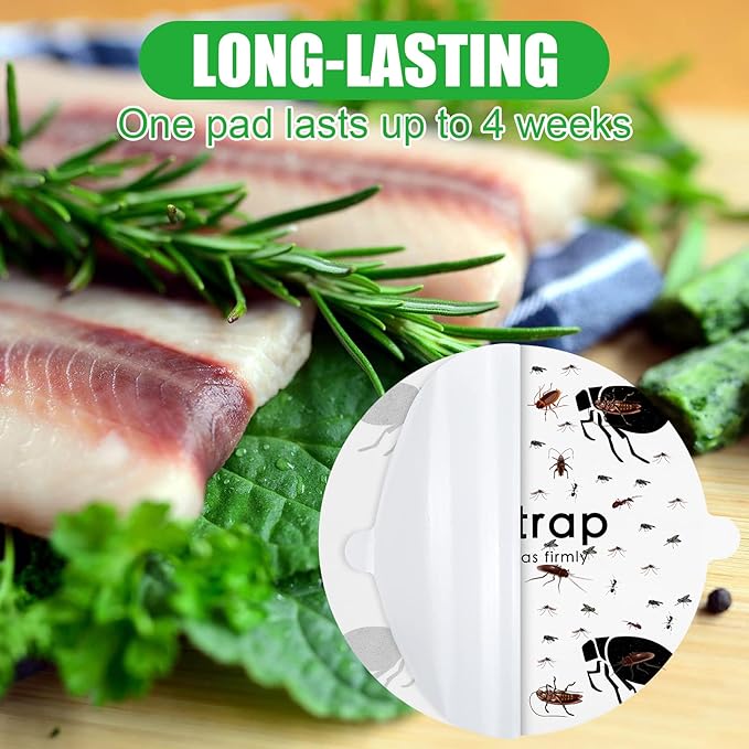 Flea Trap Refill Discs Sticky Fly Trap Refill Glue Board Refills Double Layer Adhesive Nontoxic Odorless Pest Control Replacement Sticky Glue Pads 7.1 Inch for Bugs Flies(60 Pcs)