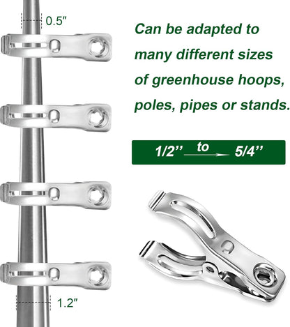 20 Pcs 2.3inch Pvc Clamps, Gardening Clips for Netting, Greenhouse Clamps Made of Stainless Steel, Have a Strong Grip of Greenhouse Clips, For 1/2'', 3/4'', 1'' Garden Hoops
