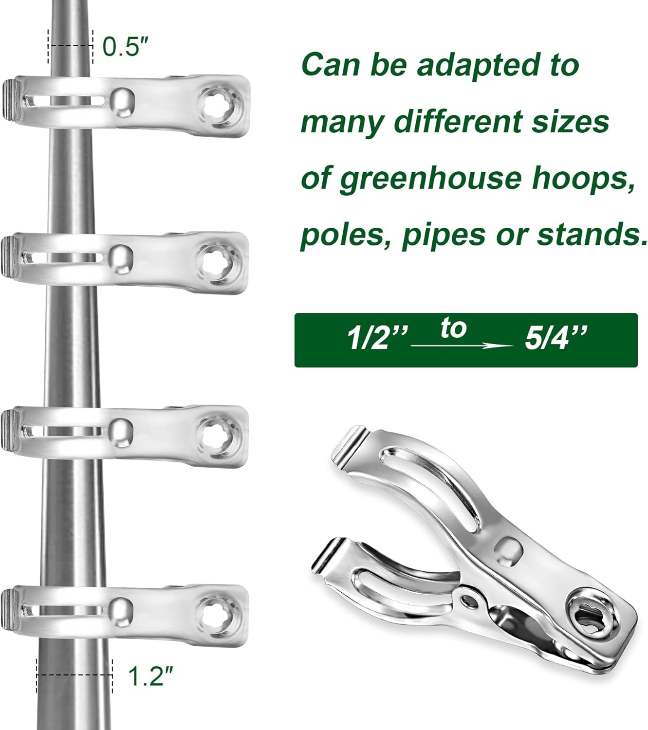 40 Pcs 2.3 Inch Row Cover Clips, Garden Clips for Netting, Greenhouse Clamps Made of Stainless Steel, Have a Strong Grip of Greenhouse Clips, For 1/2'', 3/4'', 1'' Garden Hoops