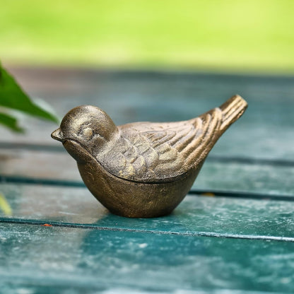 Bird Key Hiders Outside, Cast Iron Outdoor Hidden Keys Holder, Hide a Key Bird Statue, Antique Gold Keys Hider for Indoor Garden Yard Patio Decor