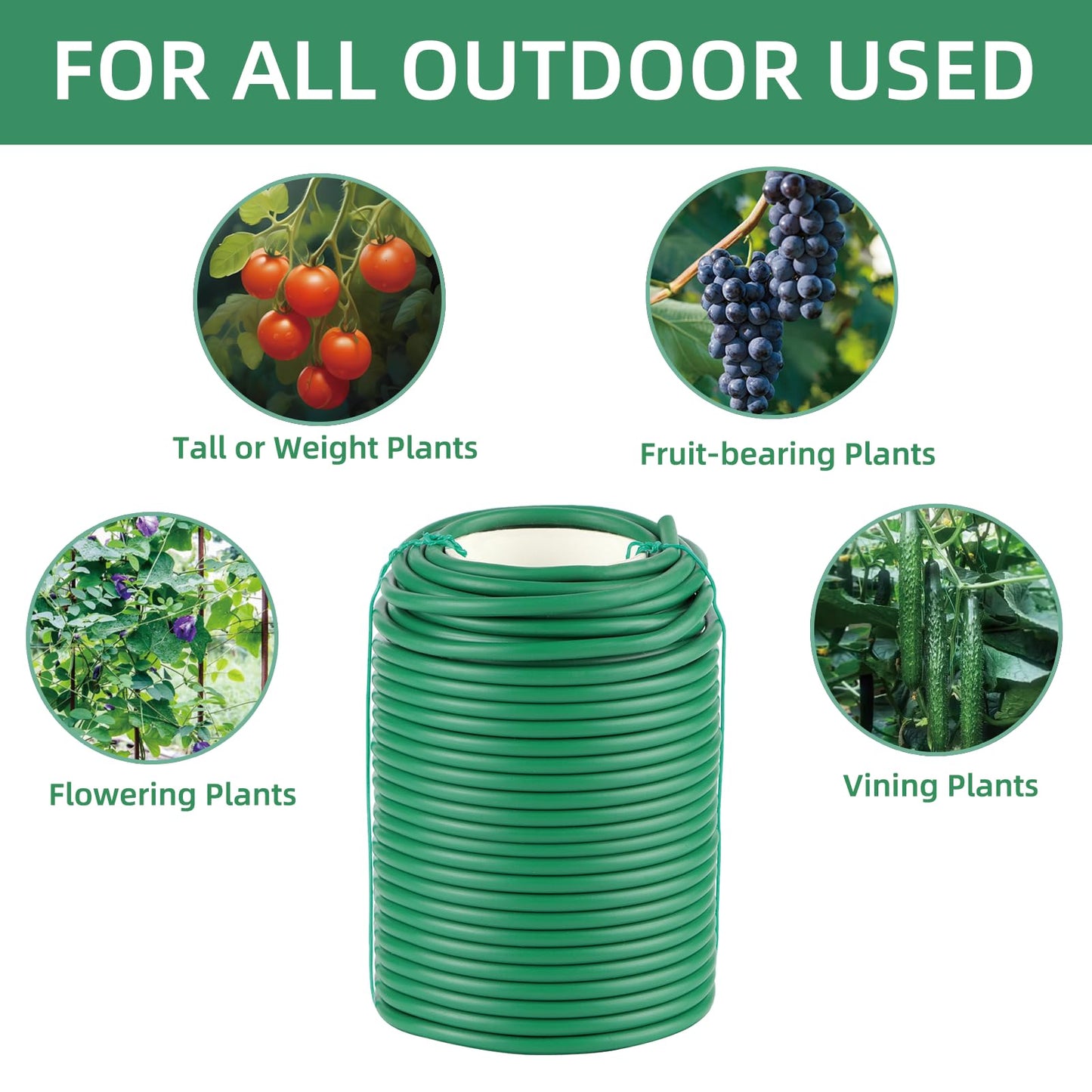 QenFree Garden Wire, 66FT Soft Plants Ties, 3.5mm Flexible Garden Ties for Climbing Plants, Vines