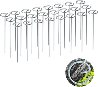 100 Pcs Circle Top Landscape Staples, 11 Gauge Landscape Fabric Pins, Not Easy to Bend 6 inch Galvanized Landscape Fabric Stakes, Garden Stakes for Landscaping, Heavy Duty Ground Stakes