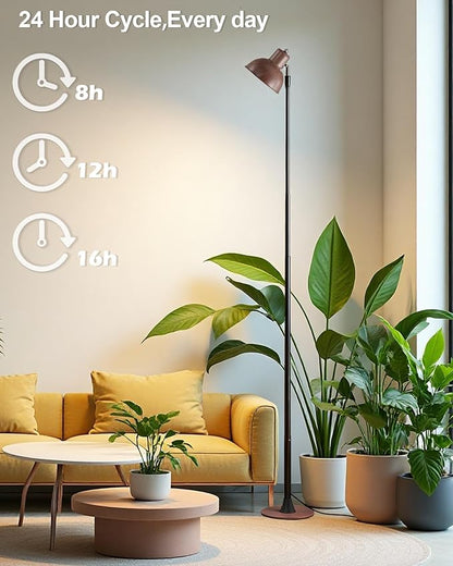 yadoker Plant Grow Light for Indoor Plant, Walnut Wood Grain LED Grow Light,Elevating Plant Lamp,Height Adjustable,Automatic Timer with 8/12/16Hours,10-Level Brightness,Ideal for Large Plant Grow