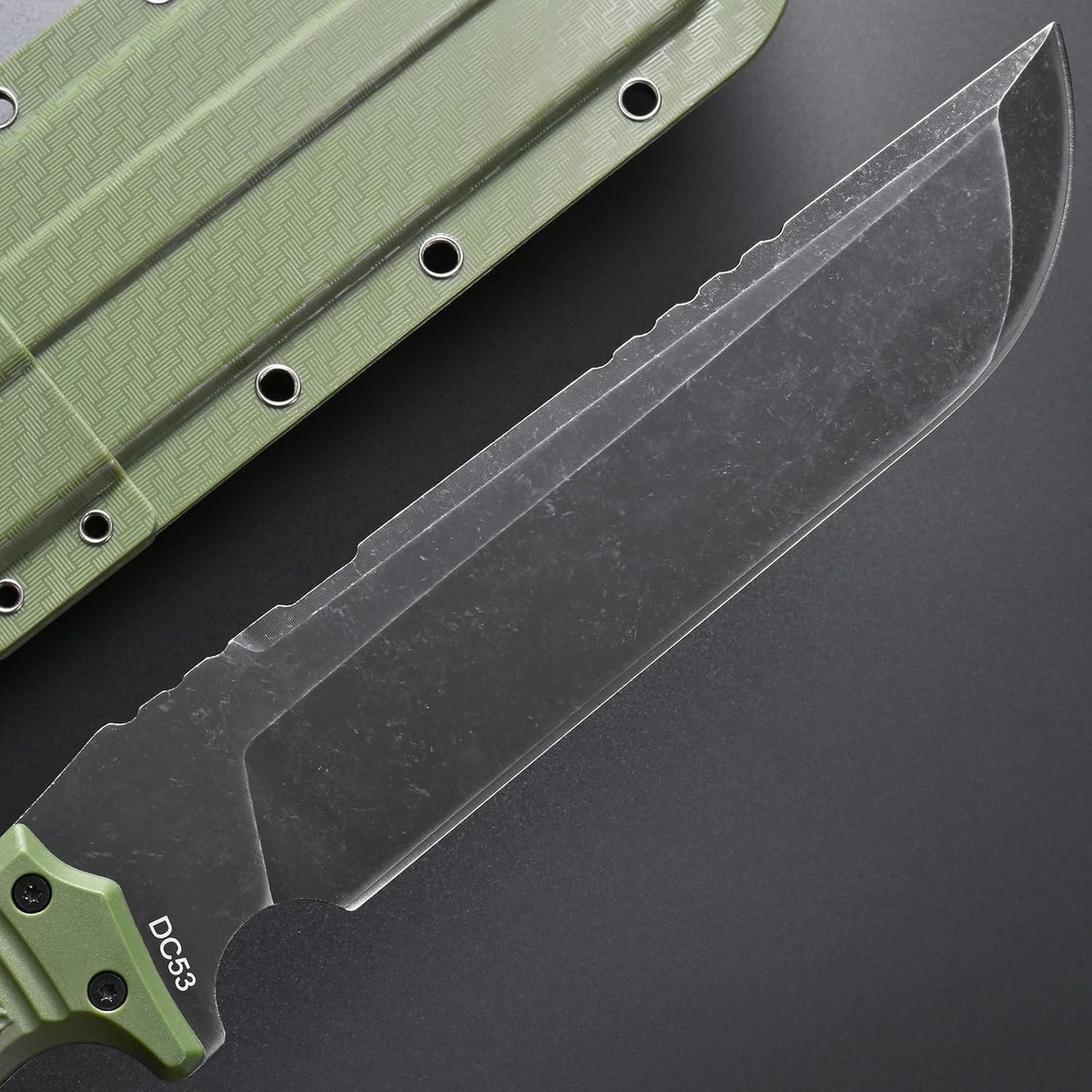 GTK32 Fixed Blade Knife DC53 Steel Blade Full Tang Nylon Fiberglass Handle Heavy Duty Knifes for Field Hunting Camping Adventure(Green)