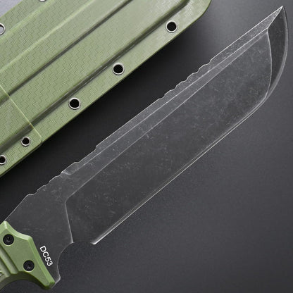 GTK32 Fixed Blade Knife DC53 Steel Blade Full Tang Nylon Fiberglass Handle Heavy Duty Knifes for Field Hunting Camping Adventure(Green)