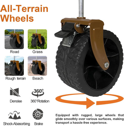 Collapsible Wagon - 330lbs Heavy Duty; Beach & Garden Cart with Big Wheels;White Wagons Carts for Grocery Sports Garden Shopping Camping