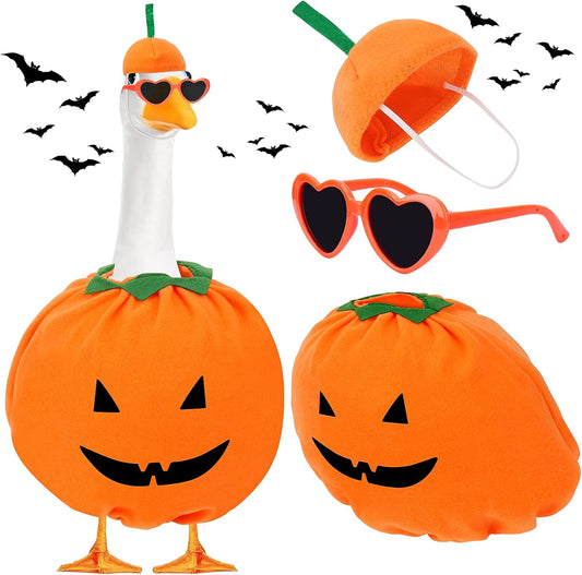 Hysagtek Halloween Porch Goose Outfits - Yard Goose Outfits Pumpkin Costume with Glasses Fall