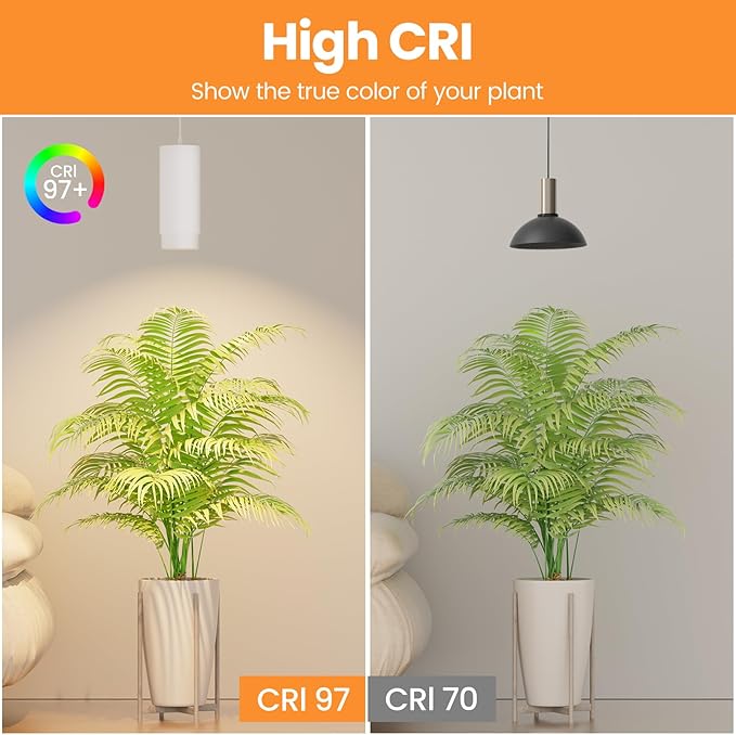 Remote Control Hanging Grow Lights for Indoor Plants, 30W Hanging Plant Light with Auto On/Off Timer, Full Spectrum LED Grow Light 3000K-5000K, Dimmable Plug in Pendant Hanging Lights, White